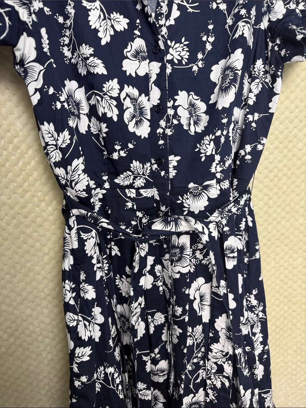 Brooks Brothers Navy Floral Shirt Dress with White Print - Picture 5 of 5